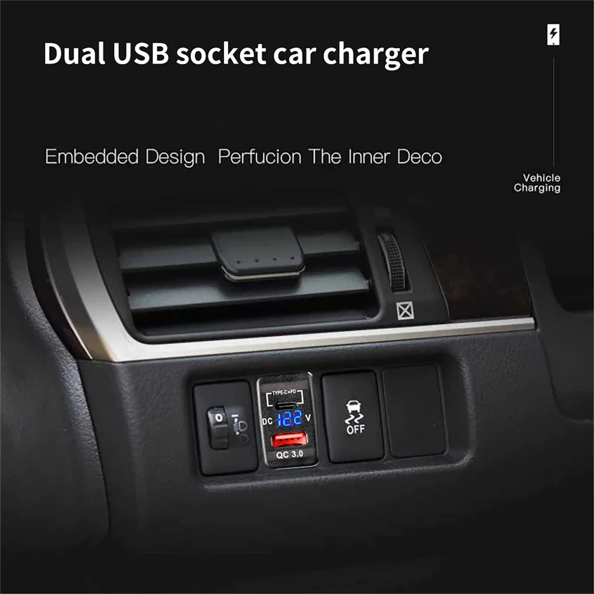 Adaptador de corriente para coche, barco, camión marino, 12V-24V, salida USB Dual de carga rápida 3,0 y PD, puerto USB C