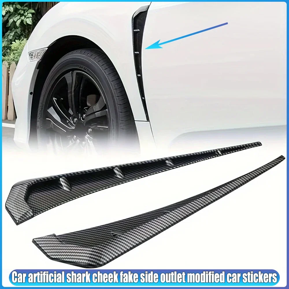 

Air Vent Decorative Stickers Car Fender Side Air Vent Cover Trim Modified Carbon Fiber Black Fender Side Gills 1 Pair Universal