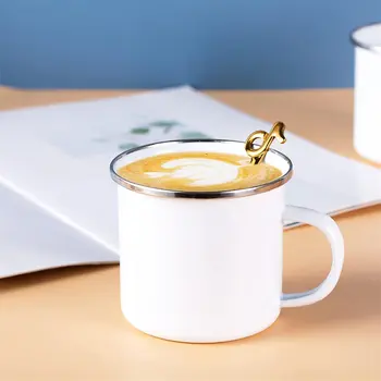 10 ks sublimační prázdný bílý smaltovaný hrnek 11oz stříbrný okraj kempovací cestovní kávový šálek kovový hrnek 8 nejlepší prodej velkoobchodní sublimační hrnky - №8