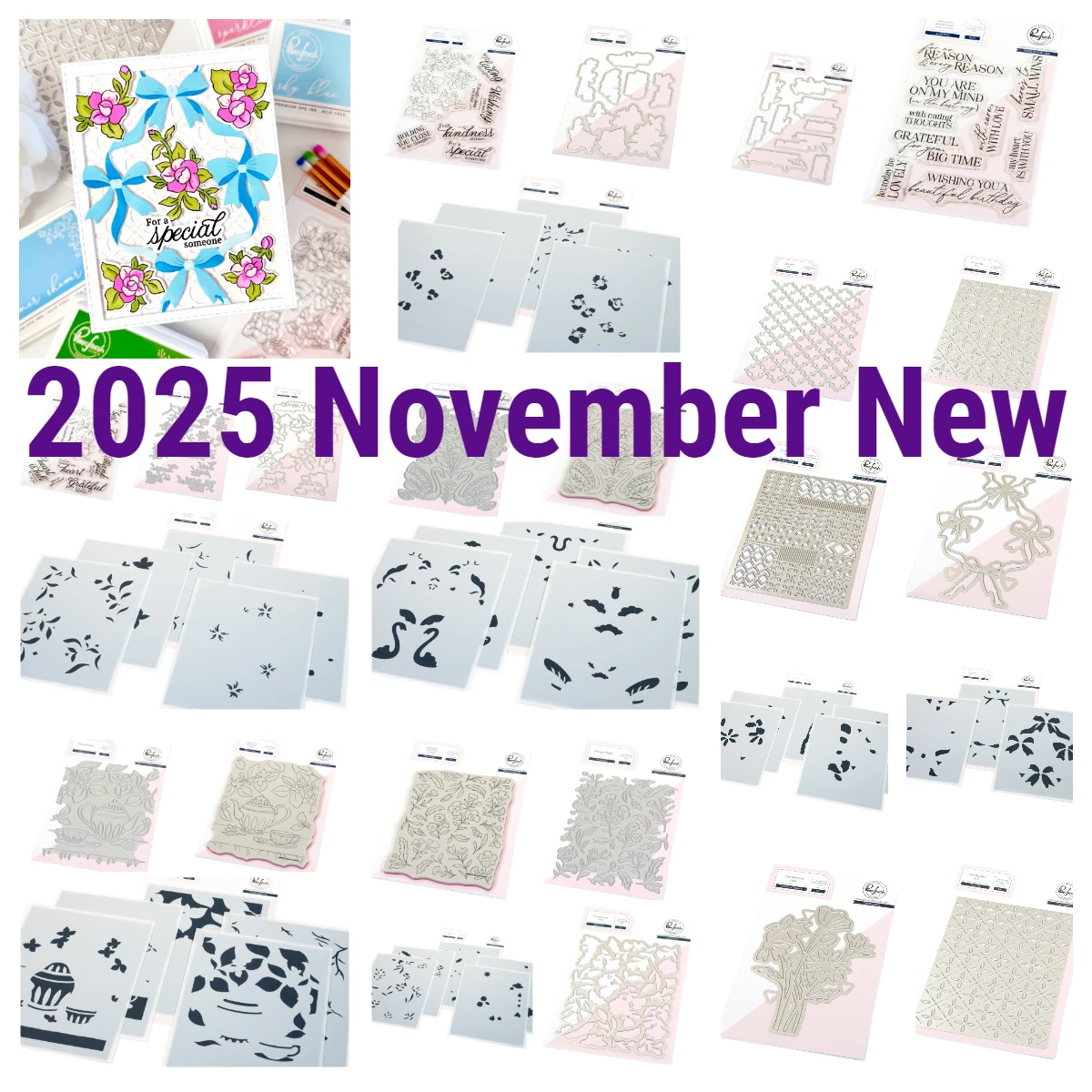 

2025 November Flower Frames Pink Fresh Delicate Details Full Release Bundle Dies Stamps Stencil Set DIY Card Gift Scrapbooking