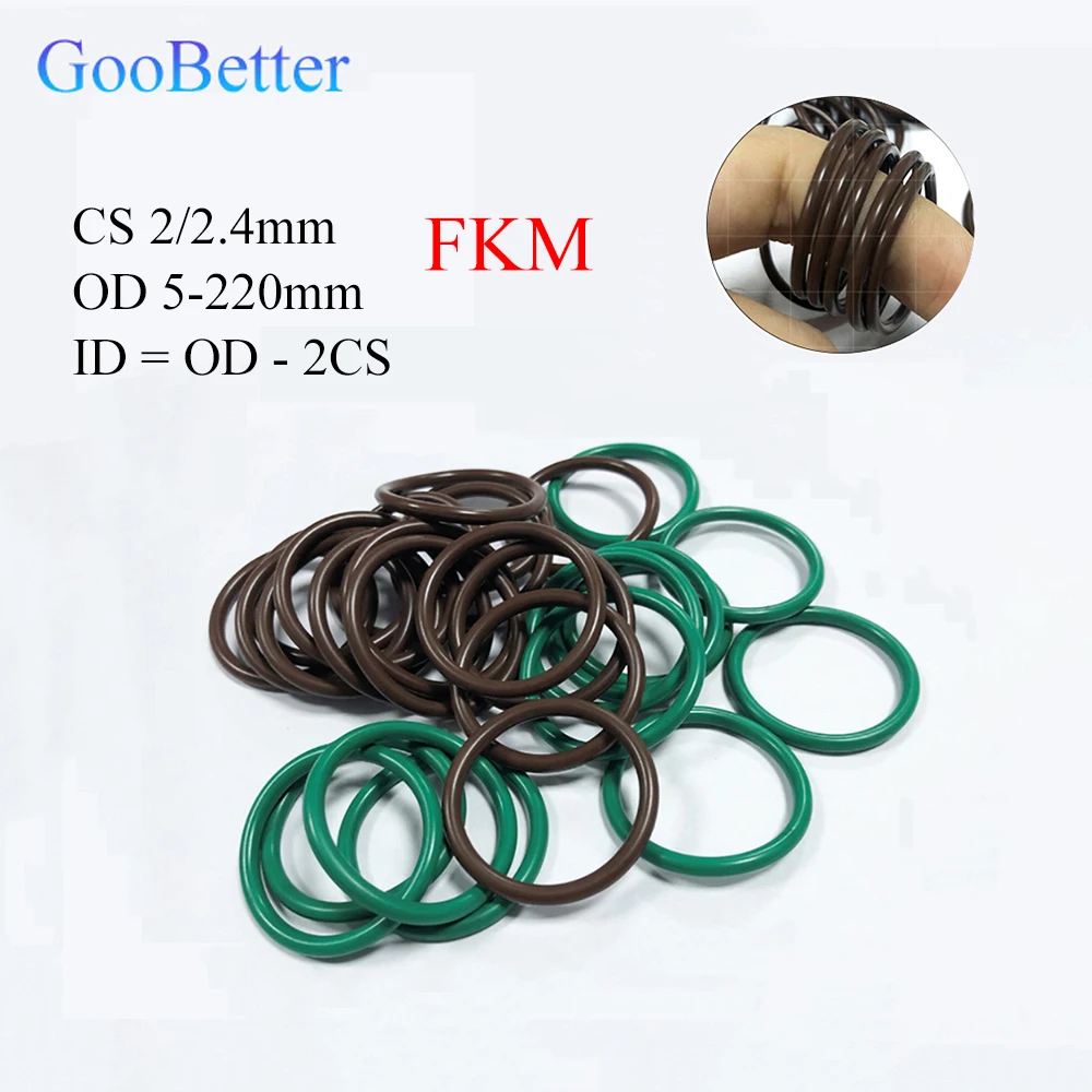 

10-50Pc FKM Fluorine Rubber O Ring CS 2/2.4mm OD 5-220mm Insulation Oil Resistant Acid & Alkali Resistant O-Rings Sealing Gasket