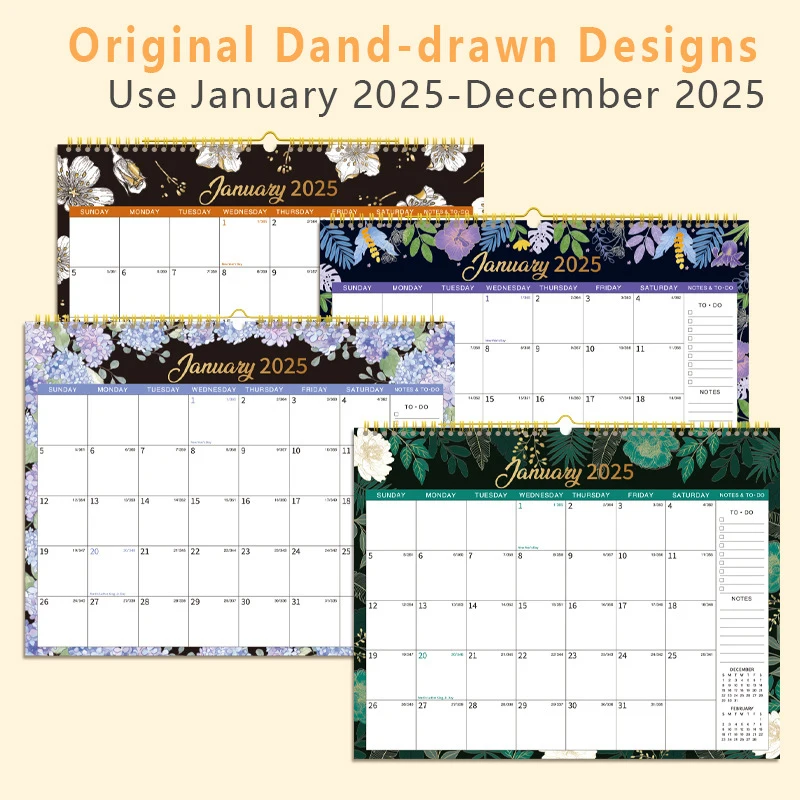 Calendario da parete 2025 da gennaio a dicembre 2025 Pianificatore annuale annuale 12 Calendario mensile Planner da parete 12x17 pollici Home Office Decor