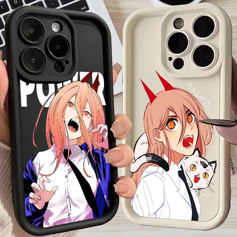 Chainsaw Man Anime Girl Power Makima Phone Case For iPhone 16 15 14 13 11 Pro Max 12 Mini Funda For iPhone 15 16 Plus Soft Cover