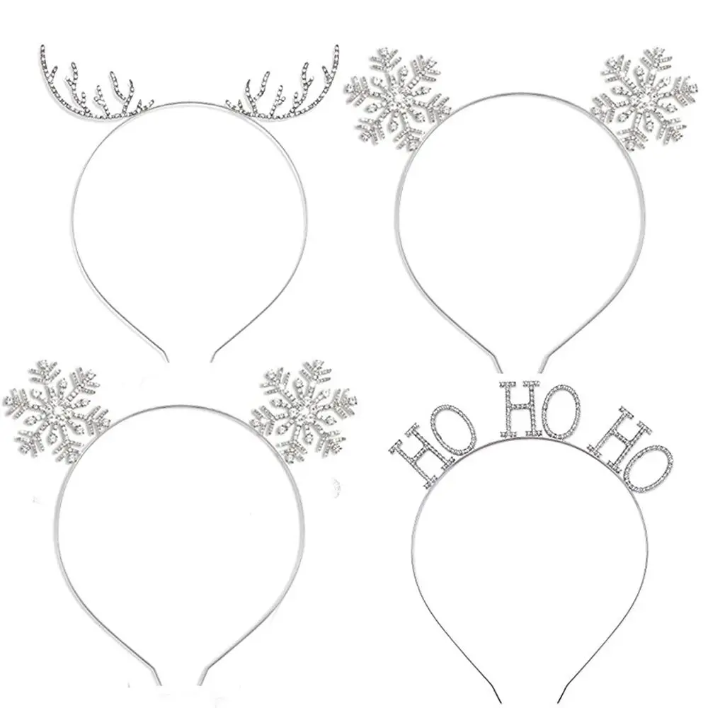 Elegant Headwear Non-slip Crystal Snowflower Letter Zircon Women Hair Hoop Korean Hairbands Christmas Headband Elk Antlers