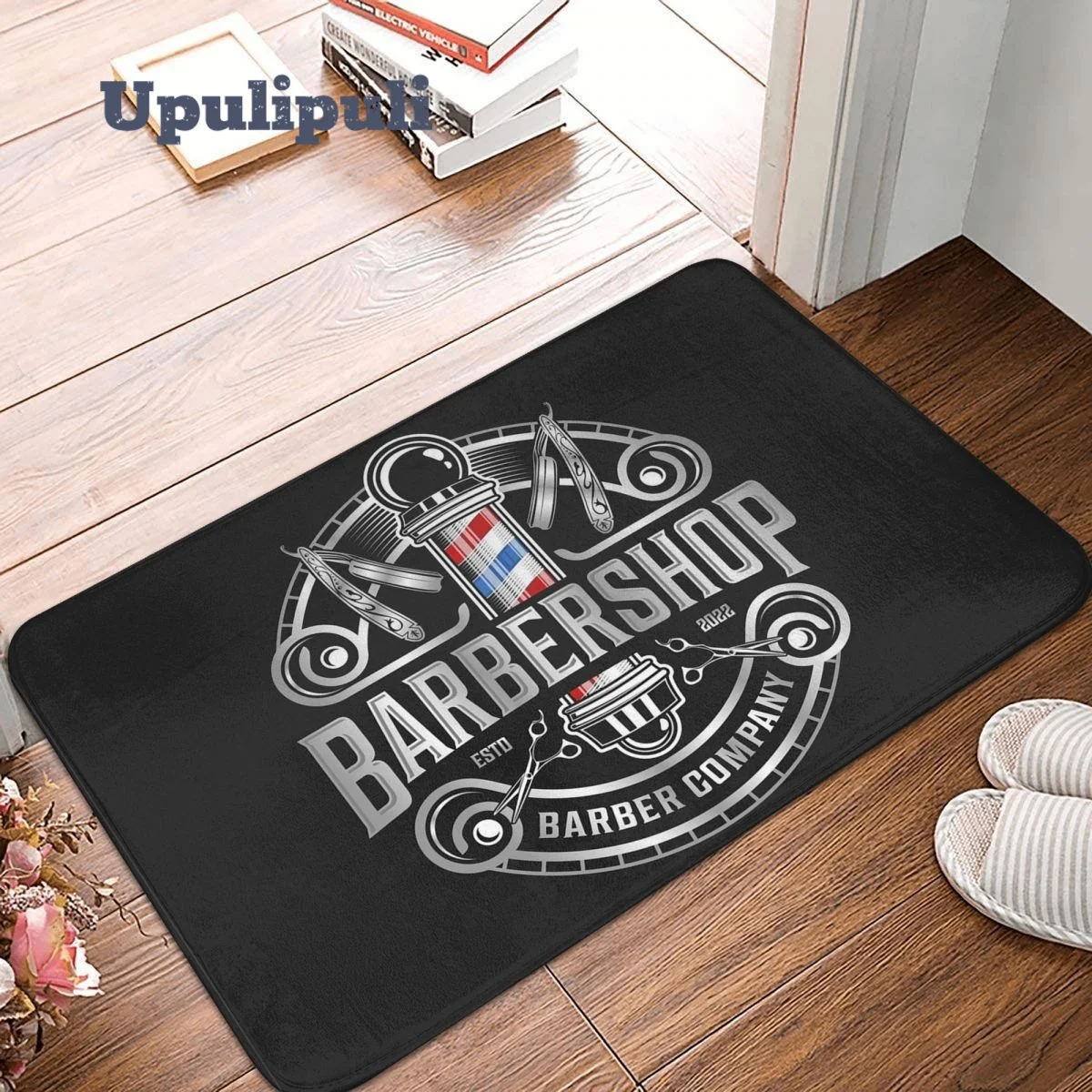 

Barber Shop Sign Barbershop Doormat Soft Rug Non-Slip Welcome Mats for Home Kitchen Washable Bathtub Shower Mats Decorative