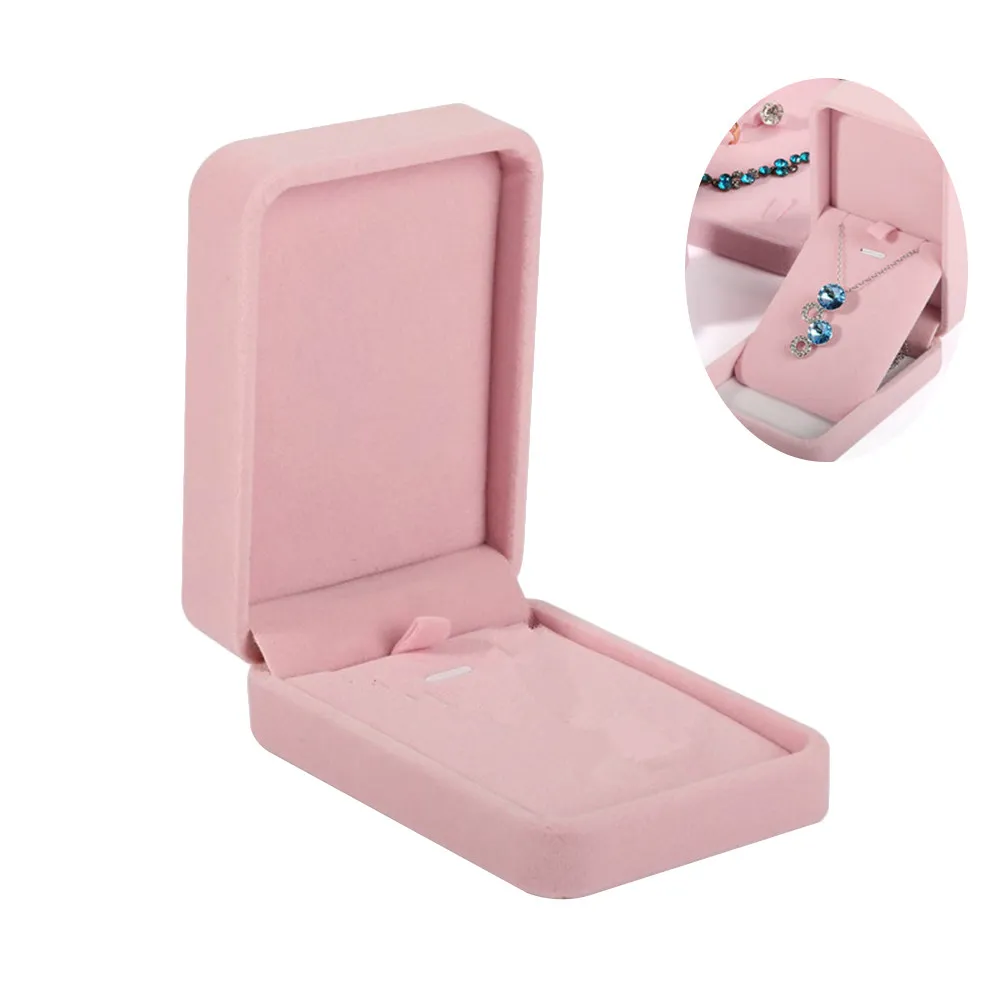 

2Pcs Necklace Boxes Lint Jewelry Gift Pendant Case Display Organizer Portable Storage for Chains Necklaces Pendants