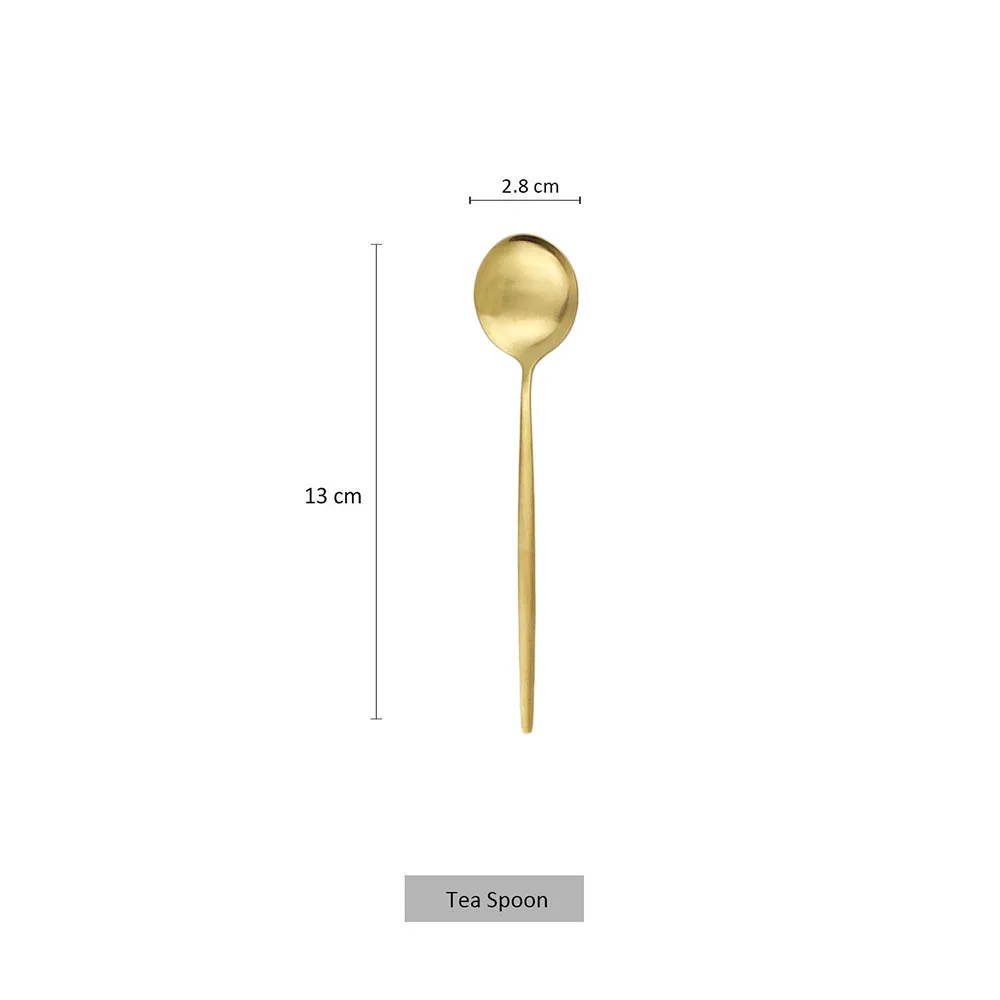 6Pcs Matte Stainless Steel Teaspoon For Dessert Ice Cream Stirring Coffee Small Spoons Kitchen Accessories Mini Gold Spoon Set