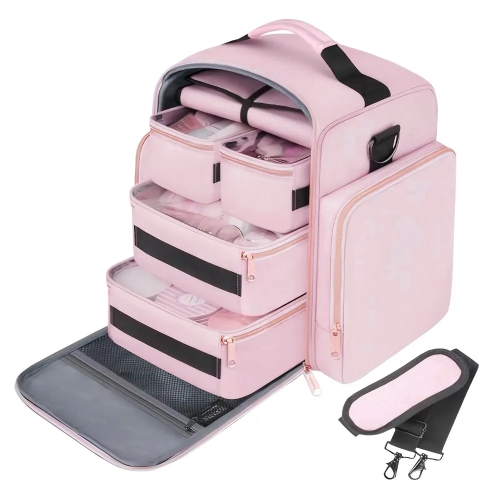 bolsa-de-maquillaje-plegable-con-4-compartimentos-extraibles-gran-capacidad-con-bolsillo-de-malla-almacenamiento-de-joyas-rosado-resistente-a-salpicaduras-porta-brochas-para-viaje