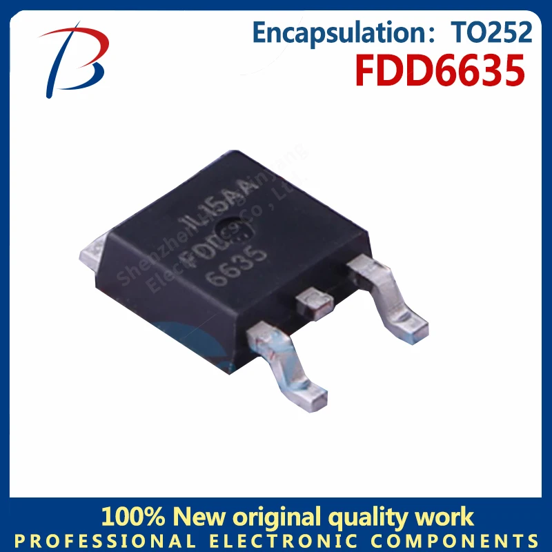 10pcs/lot   FDD6635 Silkscreen FDD6635 is packaged with TO-252 MOS FET N-channel 35V/59A