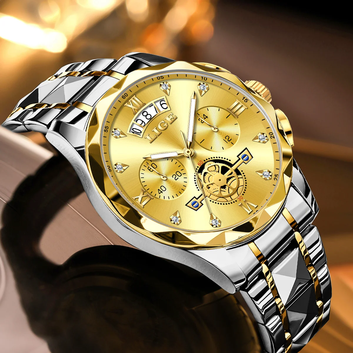 Reloj Hombre Orologi da uomo d'affari di lusso Orologi da polso al quarzo impermeabili Calendario Cronografo luminoso Orologio da uomo in acciaio inossidabile