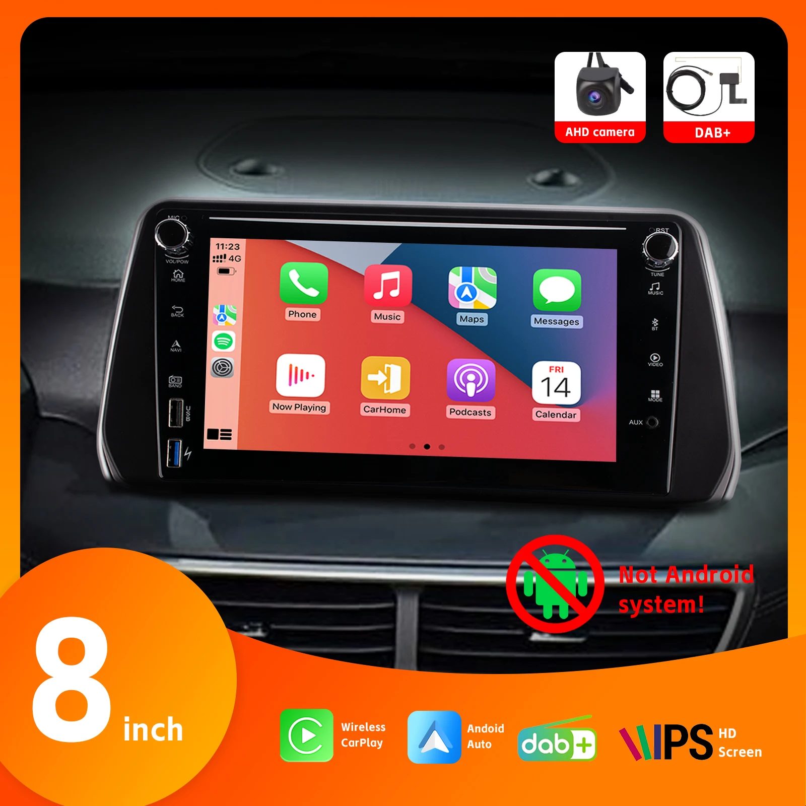 Car Radio with Wireless Carplay Android Auto BT 8