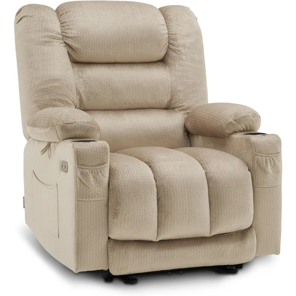 Armchair Large Electric Power Recliner Chair With Heat and Vibration Living Room Chairs Cup Holders USB Ports Relaxing Armchairs