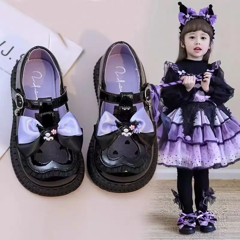 2024 new Kulomi Western Style Baby Princess balck white Girls' Spring And Summer Cool Leather Shoes Lightweight children shoes