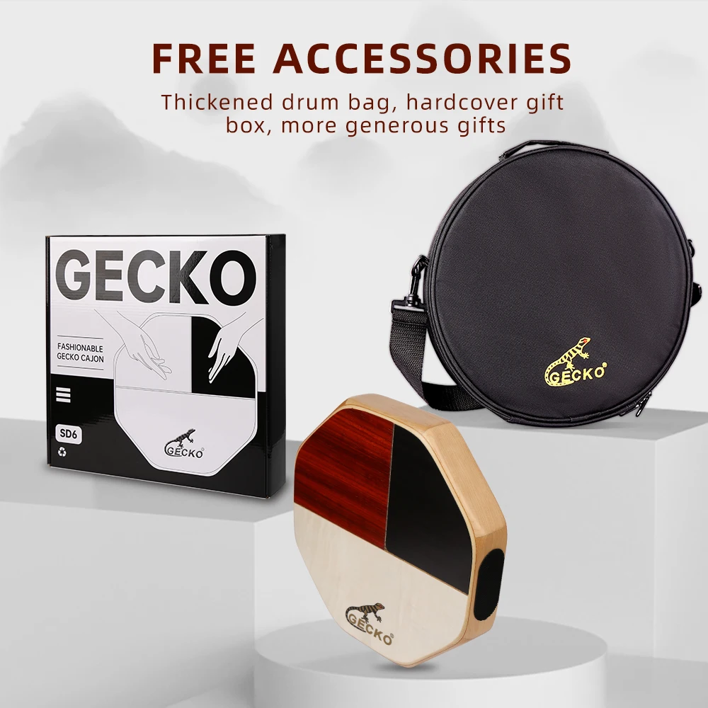 

GECKO - SD6 Cajon Percussion Instrument, Handheld Instrument with Carrying Bag for Travel, Camping, Bongo Drums