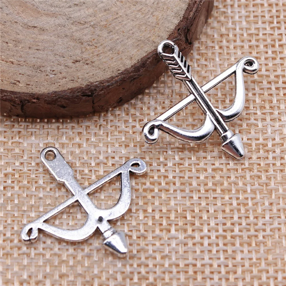 20Pcs 26*25 mm Zinc Alloy Bow Arrow Alloy Charm Silver Pendant Jewelry Diy Pendants For Necklace Bracelets