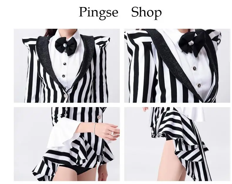 Stripe Sexy Magic Tricks Magician Costume Women\'s Jazz Suit Weird Joker Costume Nightclub Singer Ds Dance Performances Costumes