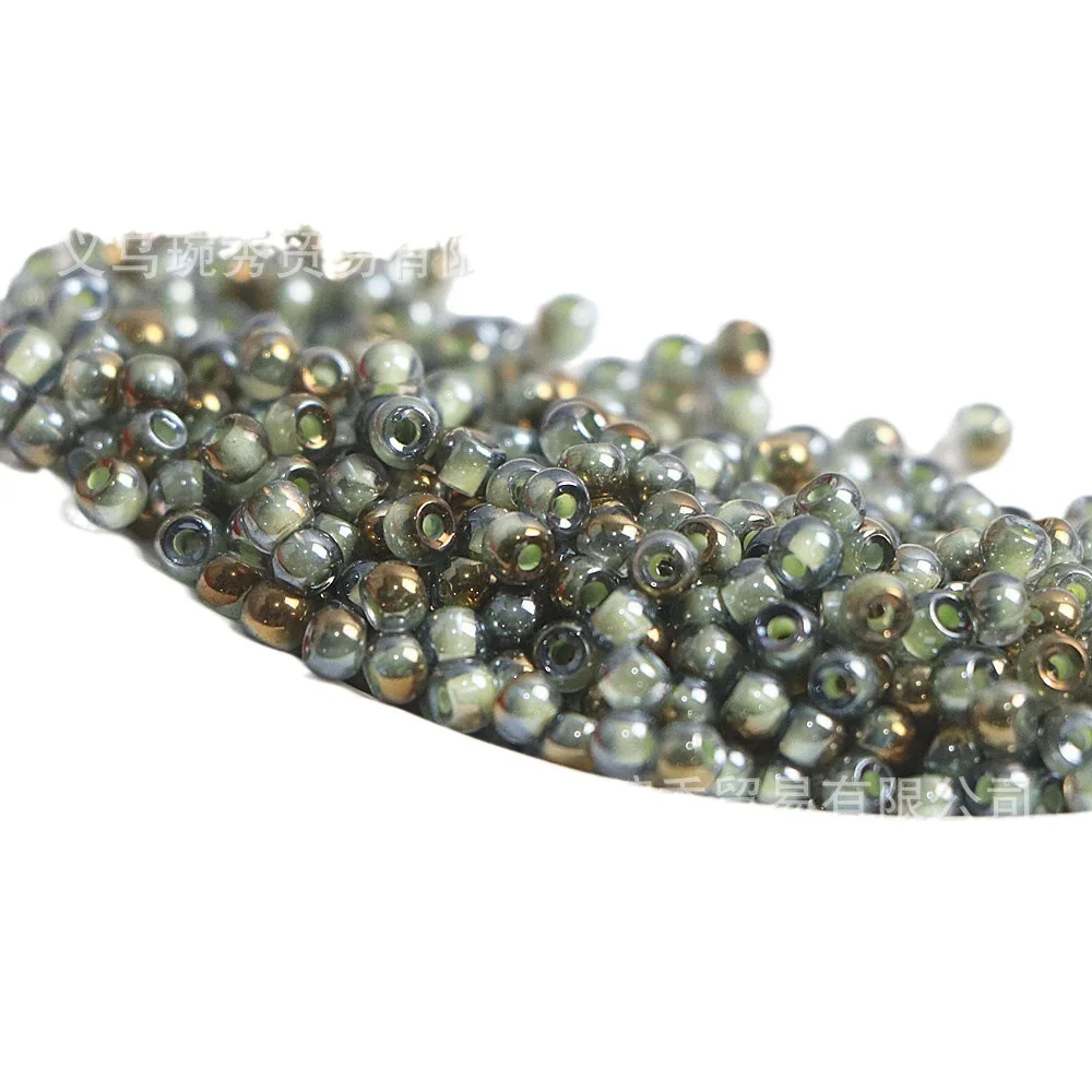 2mm/3mm/4mm 금색 염색 시리즈 반금색 그라데이션 7색 유리 구슬 수제 DIY 팔찌 목걸이 귀걸이