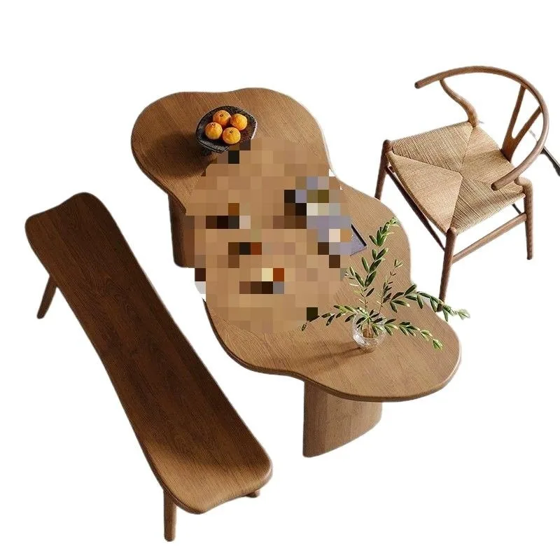 

Solid wood balcony tea table and chair combination, special-shaped simple small apartment