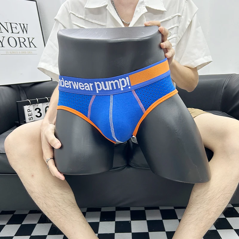 3Pcs Mixed Colors Mesh Low Waist Men's Briefs Simple Sports Breathable Underwear Men Fashion Sexy Triangle Underpants Panties