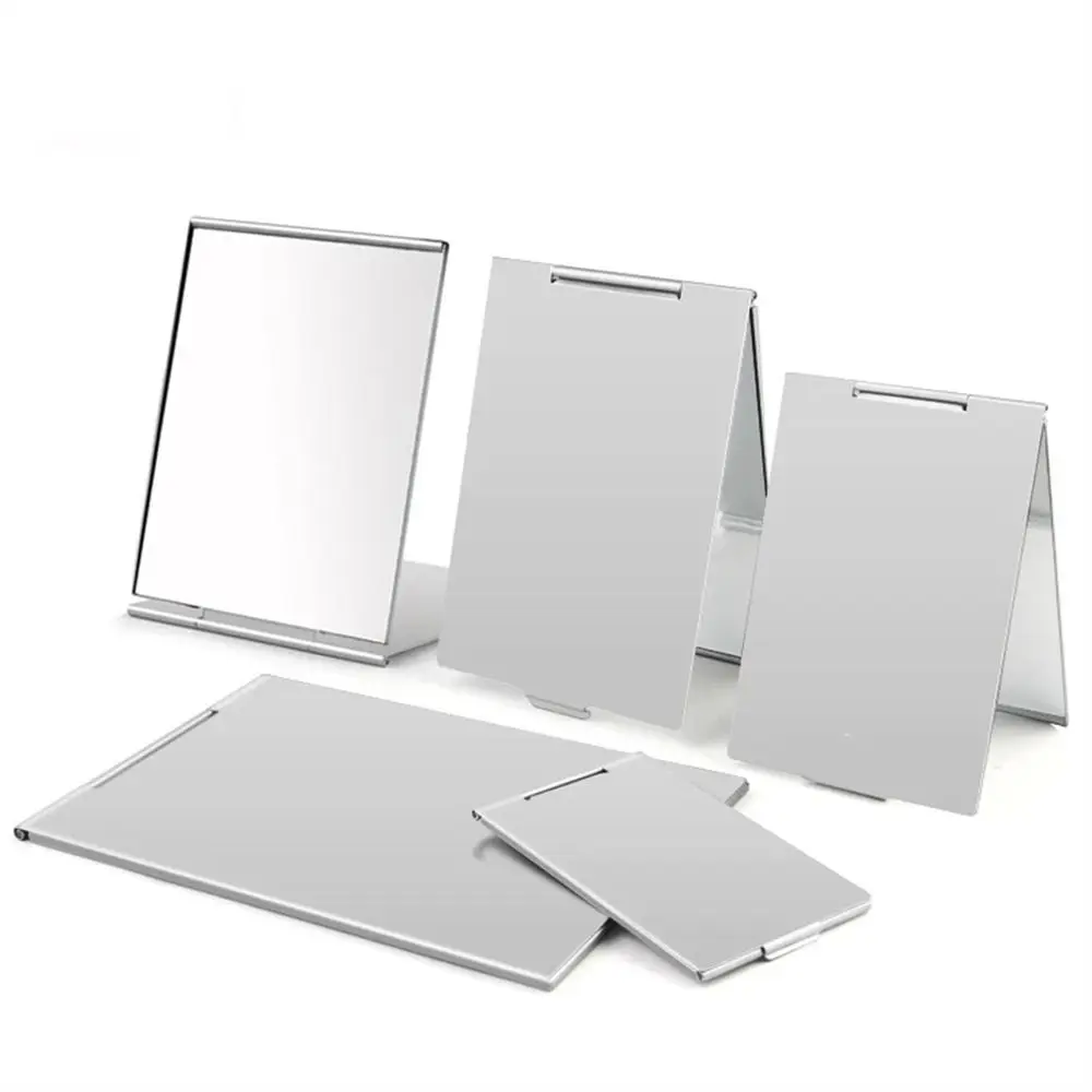 Aluminum Folding Mirror Pocket Mini Portable Makeup Mirrors Travel Hand Small Mirror Vanity Foldable Compact Cosmetics Tools