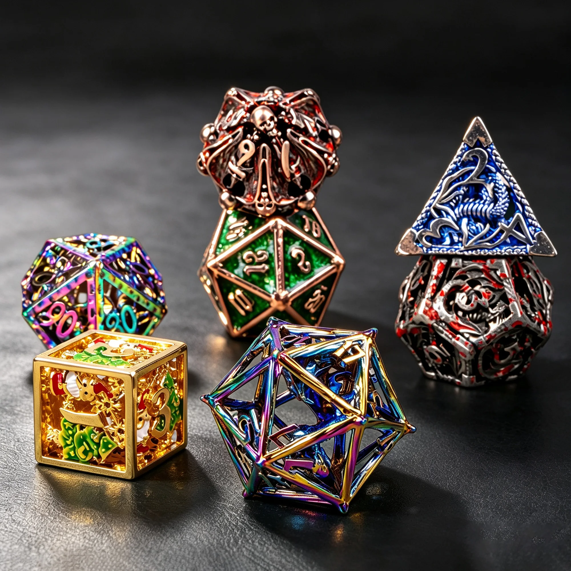 7Pcs Polyhedral Dice Blind Box Random Style Metal DND Dice Set TRPG Tabletop Role Playing Game Collectible Dice Gift