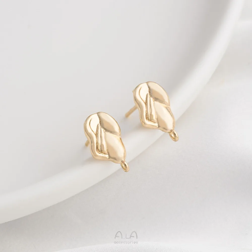 النحاس 14K الذهب اللون غير النظامية شكل ورقة مع حلقات معلقة DIY الأقراط المواد اليدوية الأقراط مجوهرات اكسسوارات