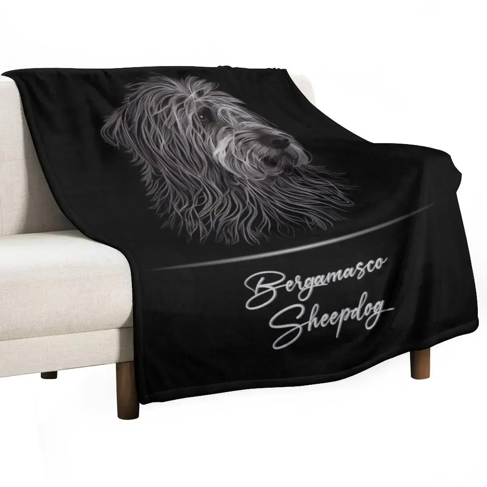 Manta suave de color liso para sofá y cama, diseño Bergamasco Sheepdog