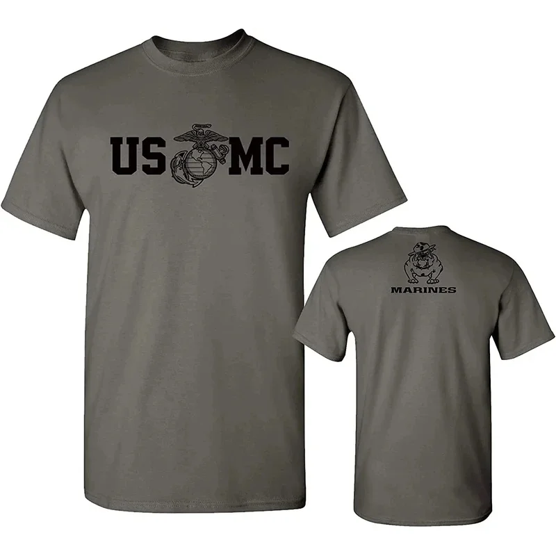 

US Marine Corps Bull Dog USMC Military T-Shirt 100% Cotton O-Neck Summer Short Sleeve Casual Mens T-shirt Size Graphic T Shirts