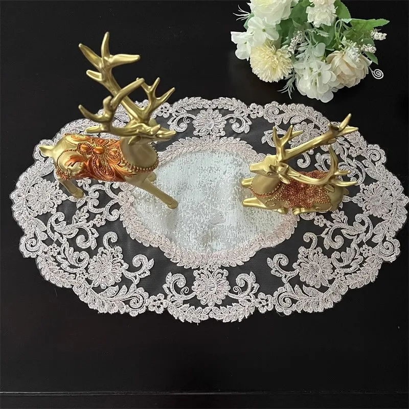

Europe Oval mesh Christmas flower Embroidery table cloth cover party wedding tablecloth kitchen Table decoration and accessories