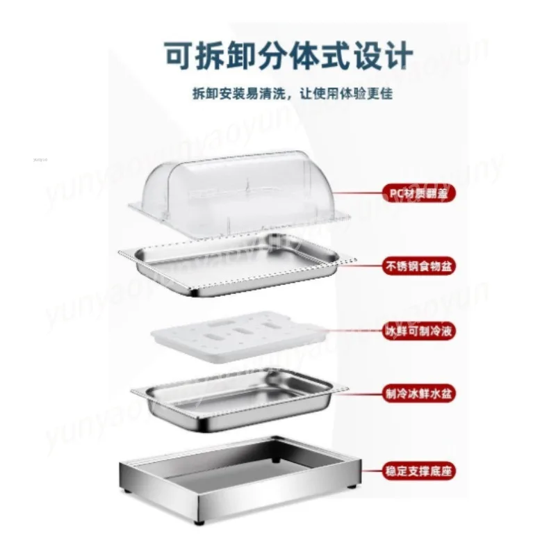 Buffet Stainless Steel Commercial Freezer Display Fruit Desktop Refrigeration Countertop Refrigerated Display Cabinet Small