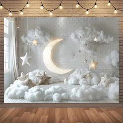 Stars Moon Cloud Baby Shower Backdrop Newborn Kids Birthday Party Photography Background Cake Smash Decor Banner Booth Props