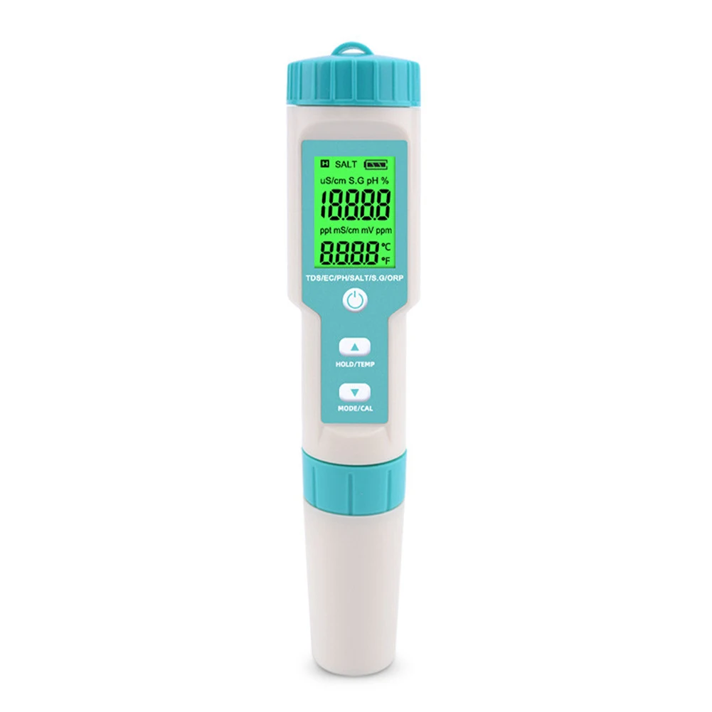 Water Quality Tester High Accuracy pH Tester Pen TDS ORP SG EC Meter Salinity Temperature Monitor for Drinking Water Aquarium