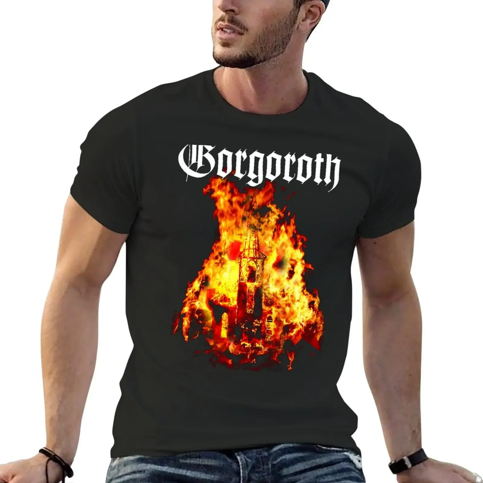 Church Fire by Gorgoroth - Classic Old School Norwegian Black Metal T-Shirt baggy shirts sports fans sweat outfits for men