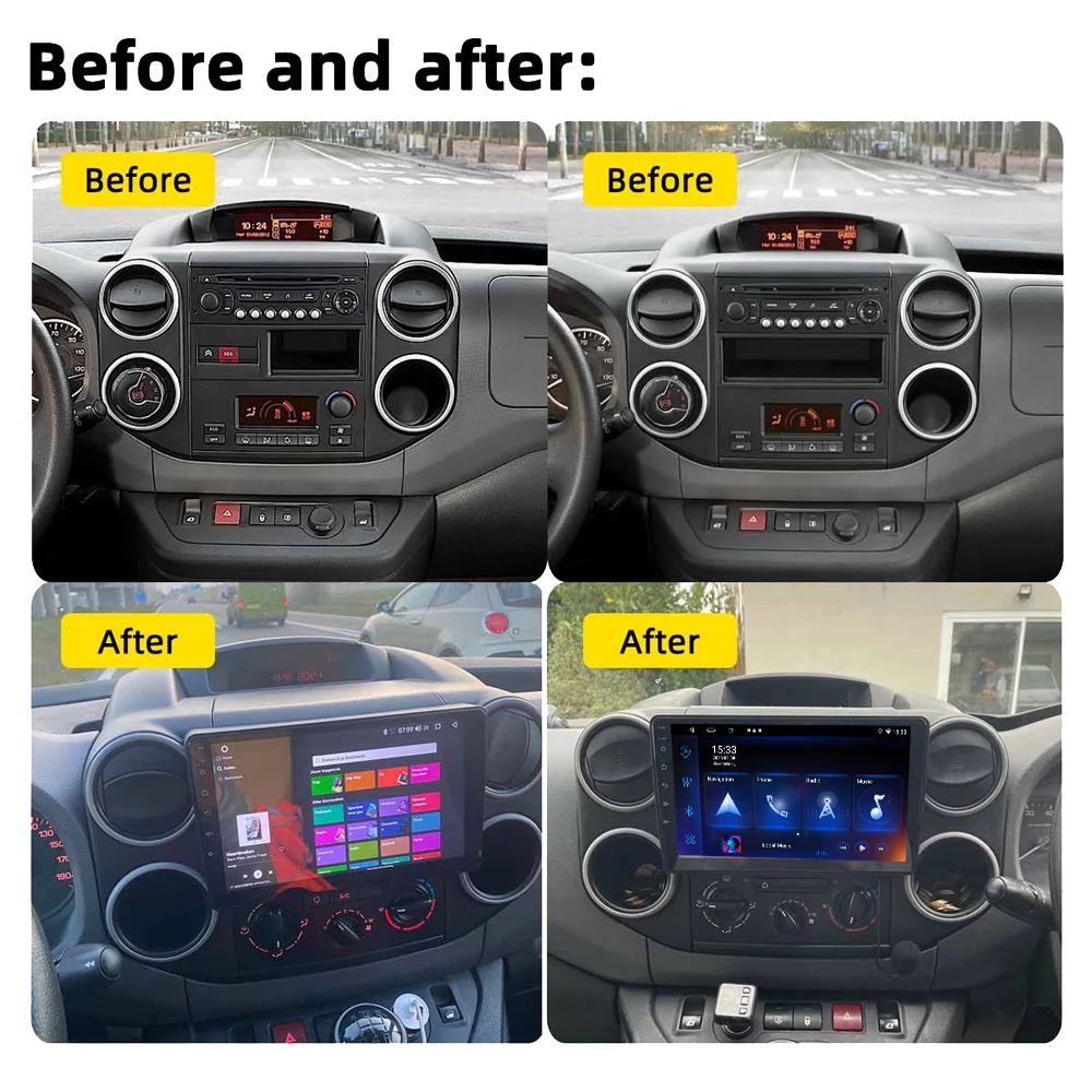 For Citroen Berlingo 2 B9 Peugeot Partner 2008 -2022 Android 12 CarPlay WIFI GPS Navigation Car Multimedia Player HU DVD UIS7862