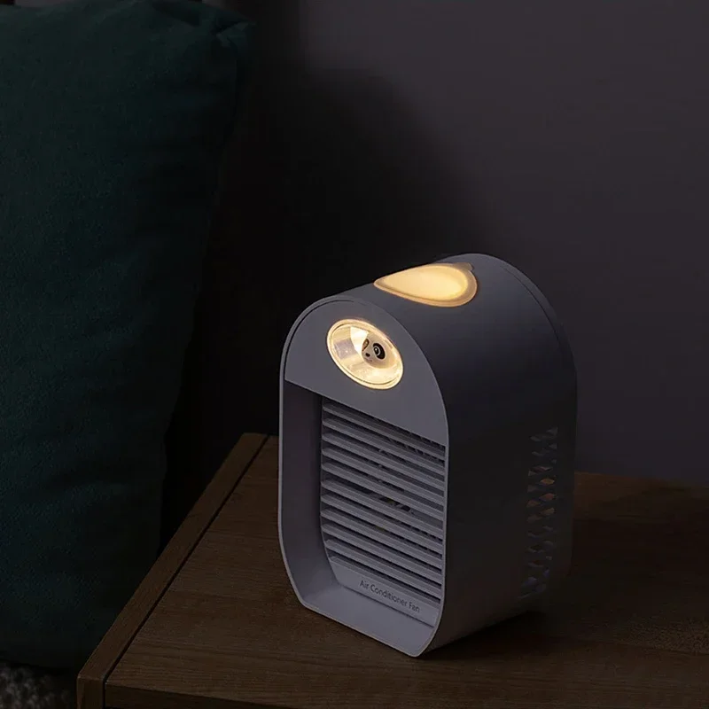 Hot Style  Cooling Fan USB Mini Humidifying Spray Air Cooler Desktop Student Portable Dormitory Air Cooler LED Night Light