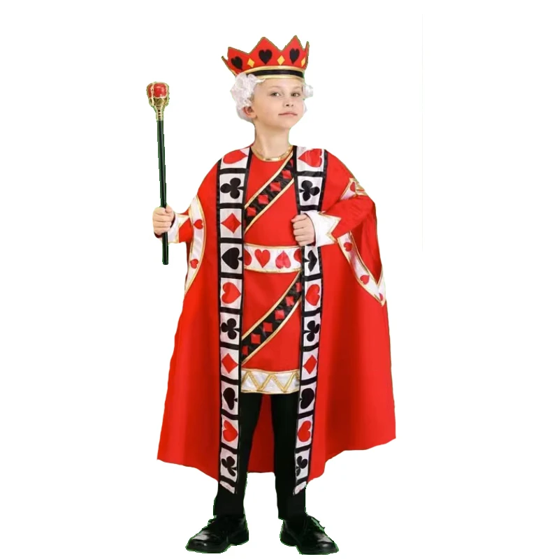 Purim Alice Wonderland King Costume Poker Robe Matching Coat Cosplay Carnival Halloween Party Fancy Dress