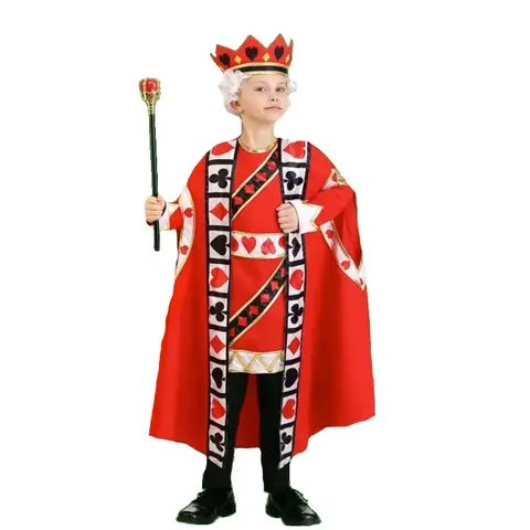 Purim Alice Wonderland King Costume Poker Robe Matching Coat Cosplay Carnival Halloween Party Fancy Dress