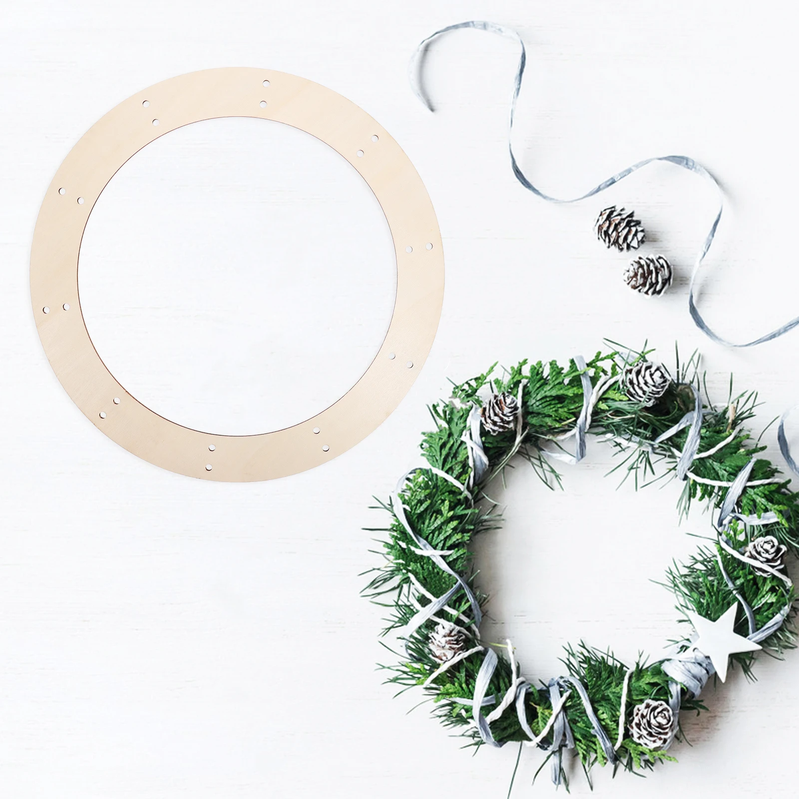 

6Pcs Round Wreath Frames Wood DIY Craft Base for Floral Arrangement Indoor Outdoor Holiday Decoration Supplies