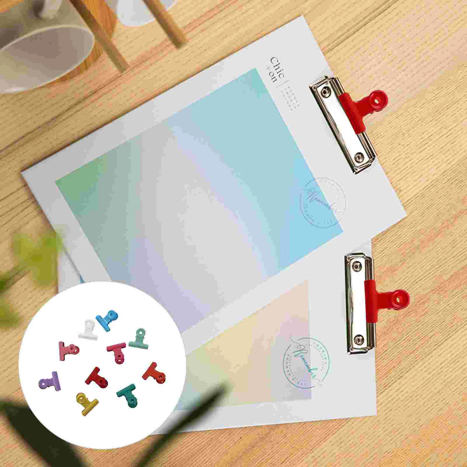 

10 Pcs Folder Color Folders Jumbo Paper Clips Office Binders Clothespin Bag Snack Seal Metal Clamps Food Sealing