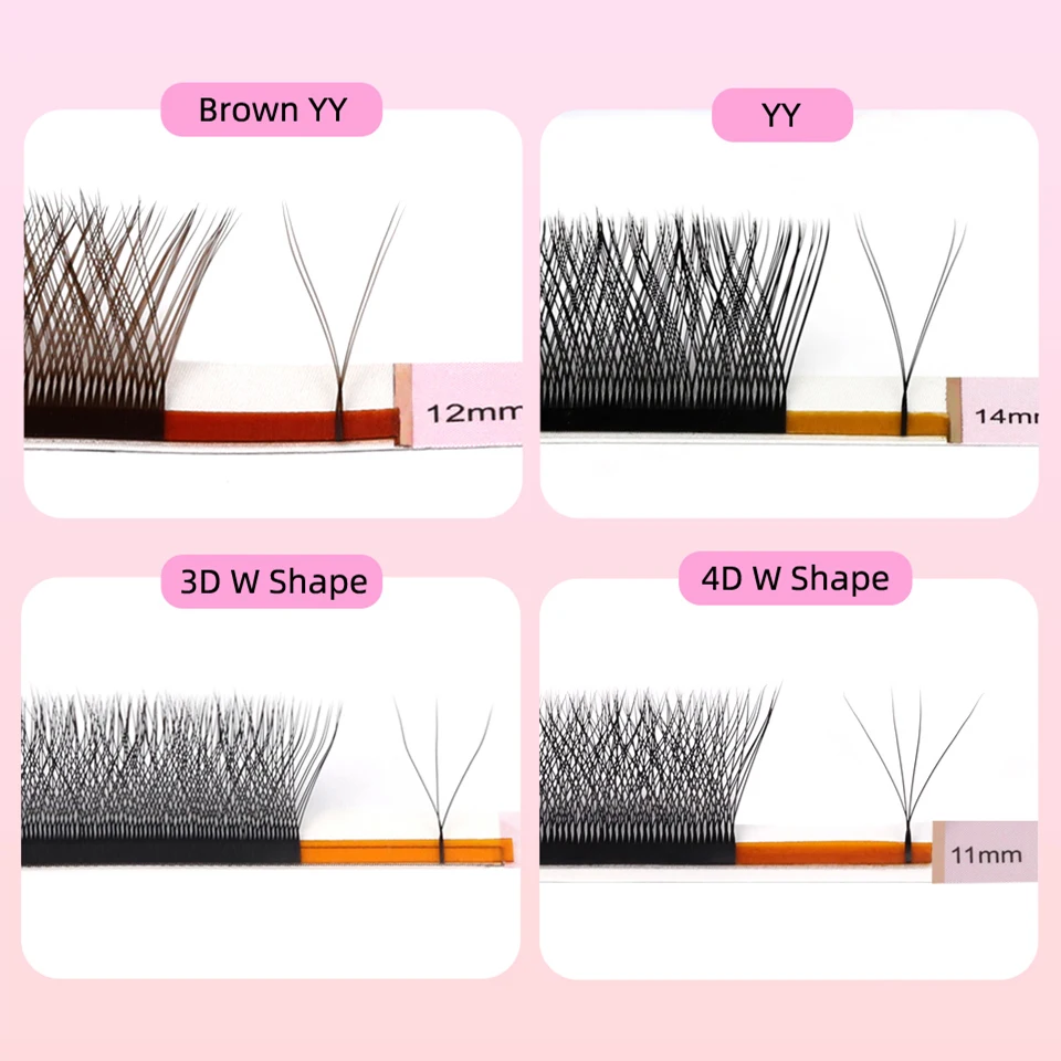 Hand Woven Premium 3D 4D YY Shape Triple Tips Cross Lashes Interlaced Root Automatic Flowering Premade Fans Eyelashes Extension