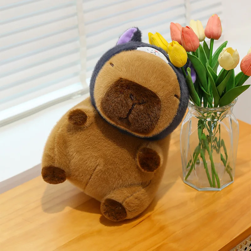Kawaii Capybara Plush Toy Capybara Stuffed Doll with Hooded Costume Cute Plushie for Kids Birthday Xmas Gift for Girls