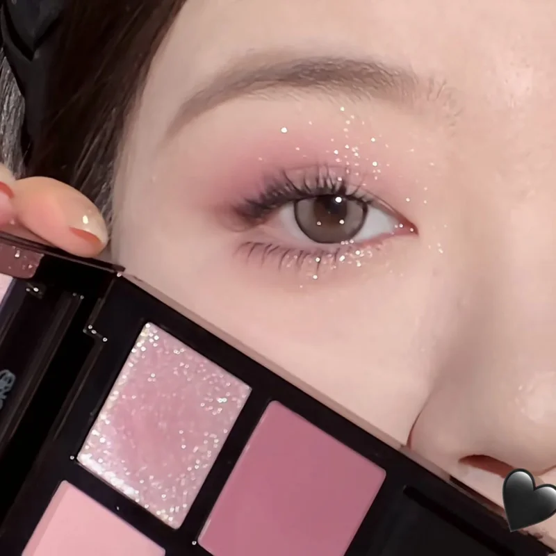 ファイチア 4色モヒートアイシャドウパレット - アースピンクブラウン、グリッターマット、ブライトニング、デイリーやパーティーのルックに最適