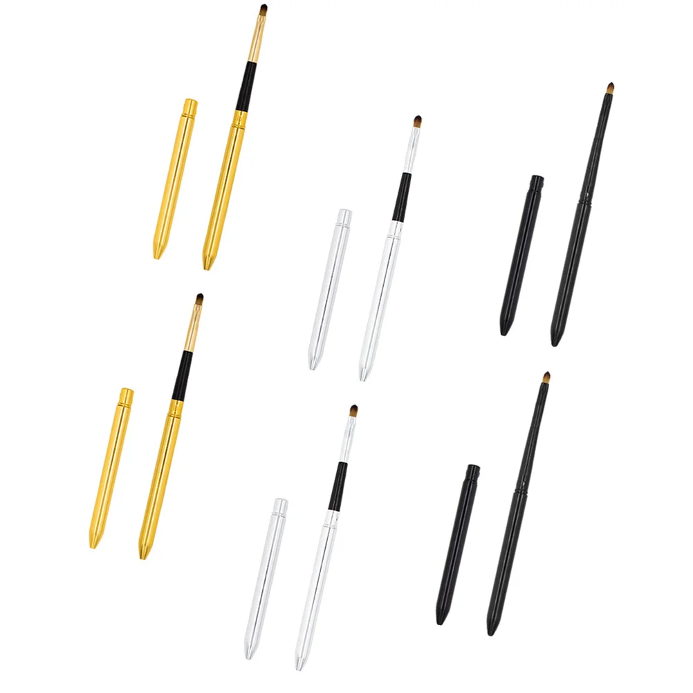 Pincel de labios retráctil para mujer, herramienta de maquillaje de lana biónica, mango suave, aplicador de lápiz labial portátil, 6 uds.