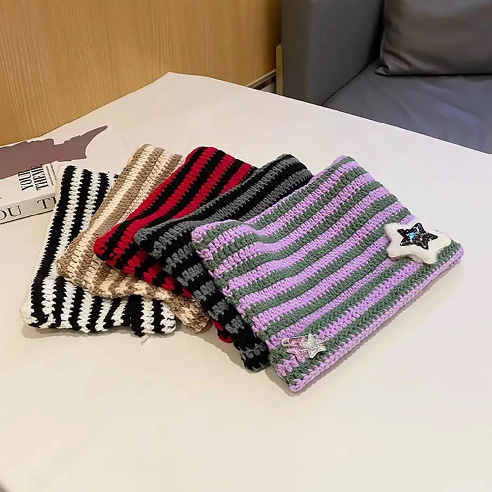 Hip-hop Y2K Beanie Hat Ins Devil Ear Striped Knitted Wool Cap Hip-hop Crochet Cute Cat Ears Pointed Pullover Women's Hats