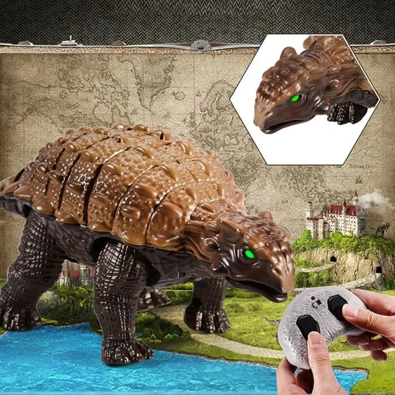 RC Dinosaur Ankylosaurus Simulation Remote Control Dino Realistic Walking With Light Sounds Creative Animal Toys for Kids Gifts