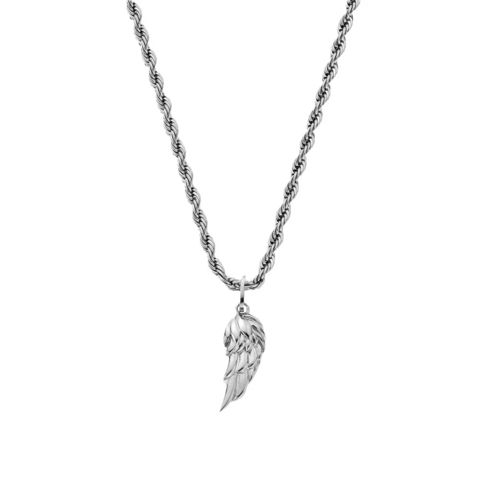 Vintage Herren-Halskette mit Federflügel-Anhänger, schlichte 18k goldfarbene Edelstahl-Kette, modischer Punk-Schmuck – Detail 7