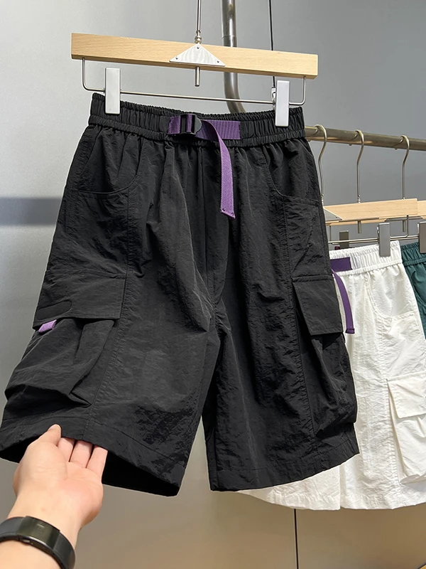 

Модные мужские летние тонкие свободные повседневные рабочие шорты из дышащего полиэстера, молодежные, стильные, брендовые