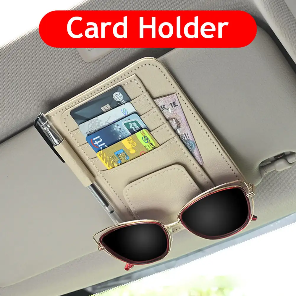 Car Sun Visor Organizer Multi-Pocket Auto Interior Accessories Pocket Organizer Car Document Storage Pouch Sunglasses Pen Holder