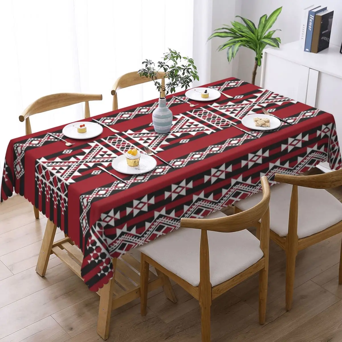 مستطيل مقاوم للماء النفط واقية الأحمر كابيلي السجاد نمط مفرش المائدة غطاء الطاولة 40 "-44" صالح الهندسة هندسية الجدول القماش #2