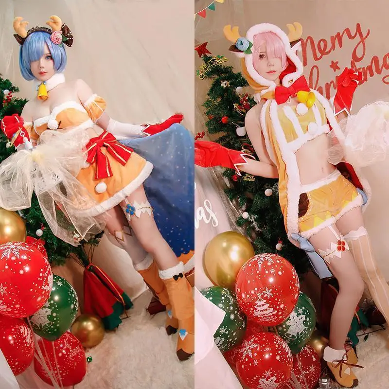 

Re Zero kara Hajimeru Isekai Seikatsu Ram Rem Christmas Reindeer Cosplay Costume Halloween